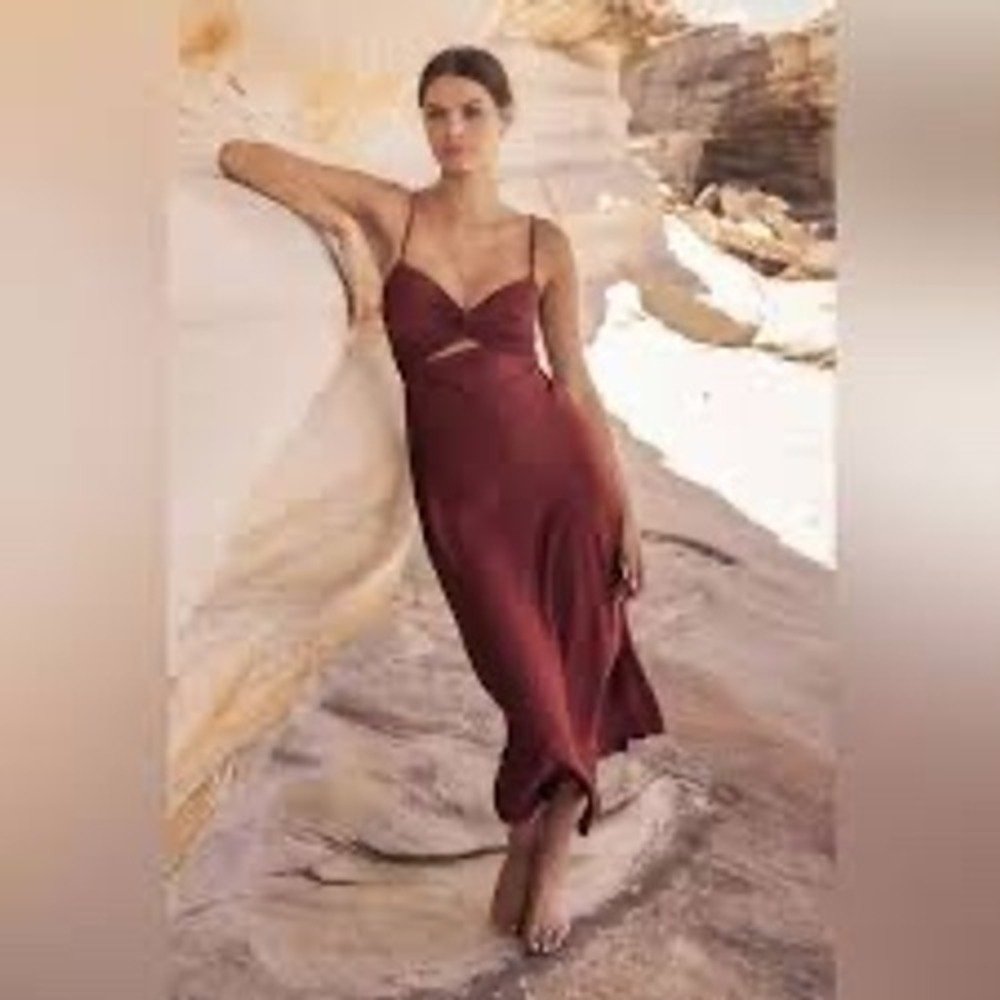 NEW‎ Shona Joy Luxe Twist Front Sangria Midi Dress Size 2